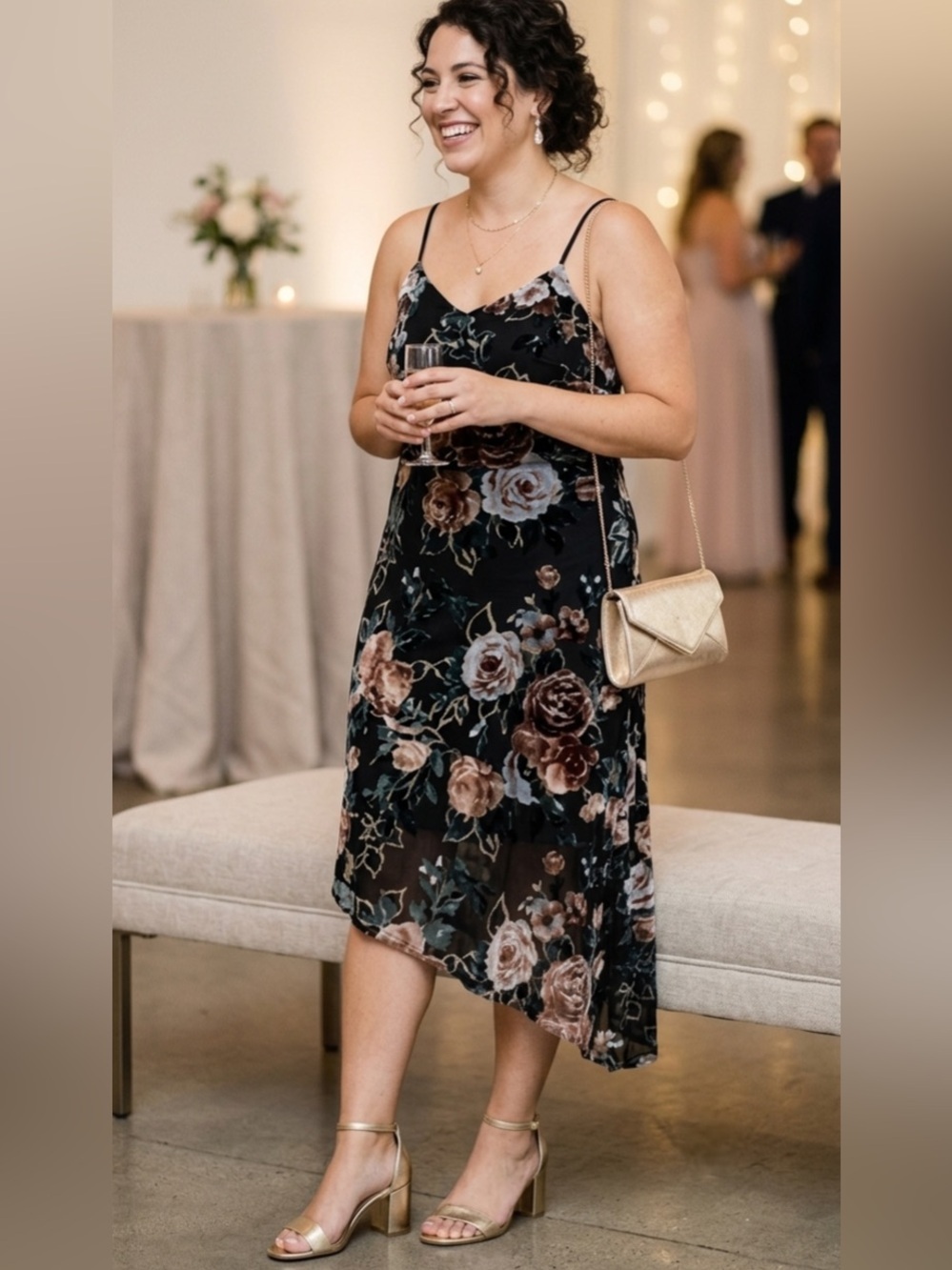 Nanette Lepore Burnout Velvet Dark Floral Slip Dress 10